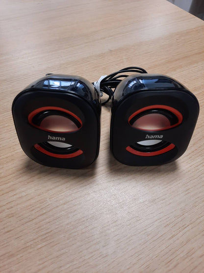 269307 - HAMA Altoparlantë Aktivë për PC Sonic Mobil 183, USB 3.0, prizë 3.5 mm, 3 W, E Zezë/E Kuqe