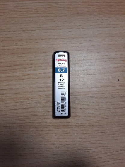 269353 - ROTRING Hi-Polymer - Maja të rimbushshme për lapsa mekanikë të imët B, 0.70 mm, 12 maja
