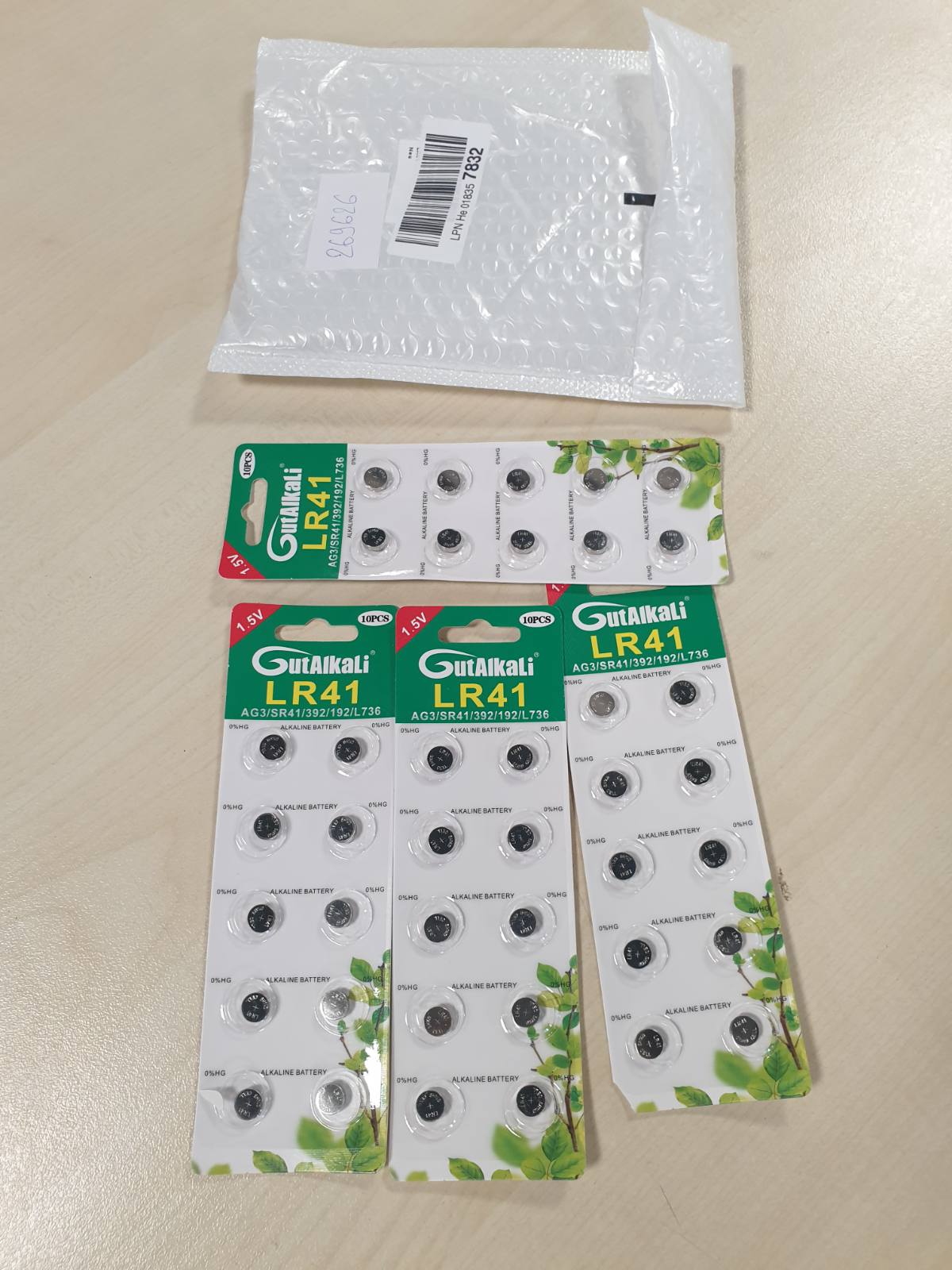 269626 - GUTALKALI 40 copë Bateri Alkaline AG3 LR41 1.5V për Qeliza Butoni, Qeliza Butoni pa Merkur