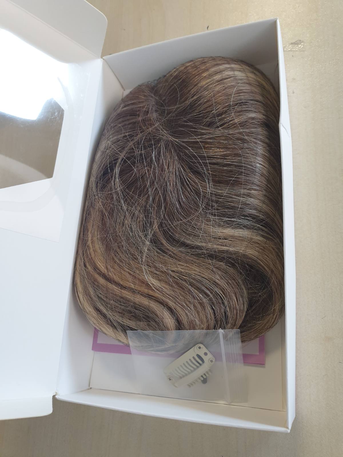 271068 - LASUNORK Mbulesë me flokë të njeriut për femra, 40g flokë të vërtetë, bazë dantelle e përforcuar, 12" (kafe e çelët me nuanca bjonde, 12")