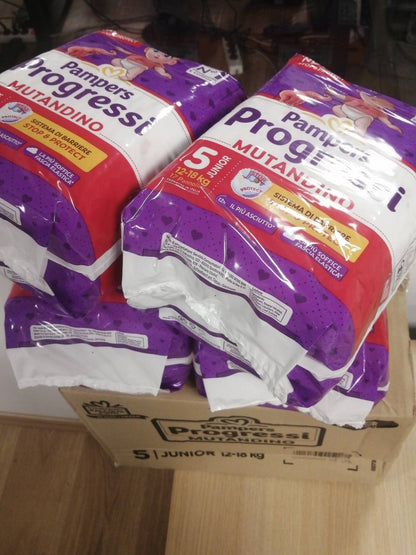 271174 - PAMPERS Mbathje Progressi Junior, Madhësia 5 (12-18 kg), 68 Pelena për Bebe, Barrierë Stop&Protect, Lëkurë delikate