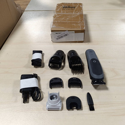 271179 - BRAUN Multigroom All-in-One Series 5, Set 5 prerësish 9-në-1, AIO5545, Gri, 14 gjatësi, bateri 120 minuta, rezistente ndaj ujit