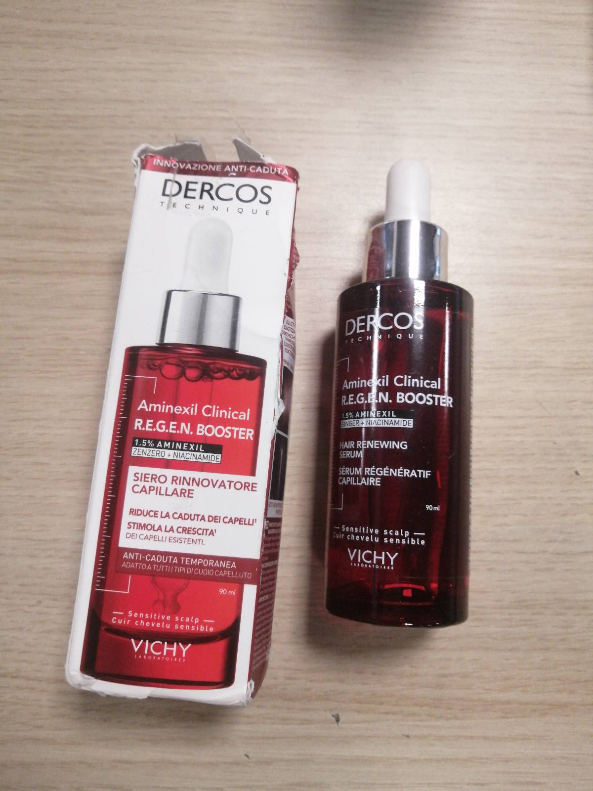 271238 - VICHY DERCOS Aminexil Clinical REGEN Booster Serum, 90 ml, Aminexil 1.5% + Xhenxhefil + Niacinamide.
