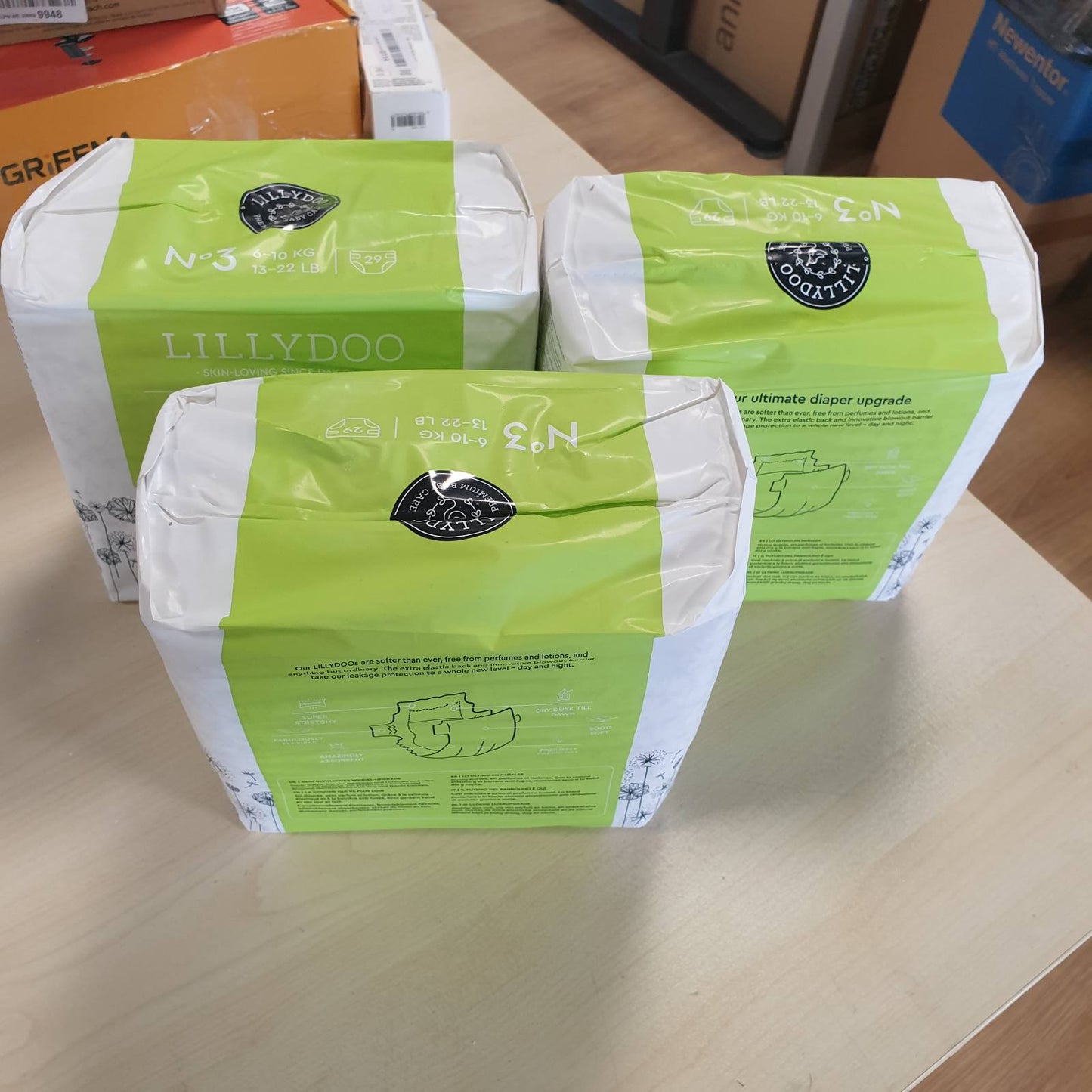 271593 - LILLYDOO - Pelena miqësore me lëkurën, madhësia 3 (6+ kg), pako me shumicë (87 njësi), mbrojtje nga rrjedhjet, të buta, pa aromë dhe pa locione