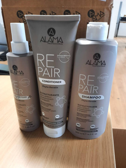 271758 - ALAMA Professional Kit Riparimi - Shampo 500ml, Balsamo 300ml, Mrekulli Lëng 5 në 1 250ml