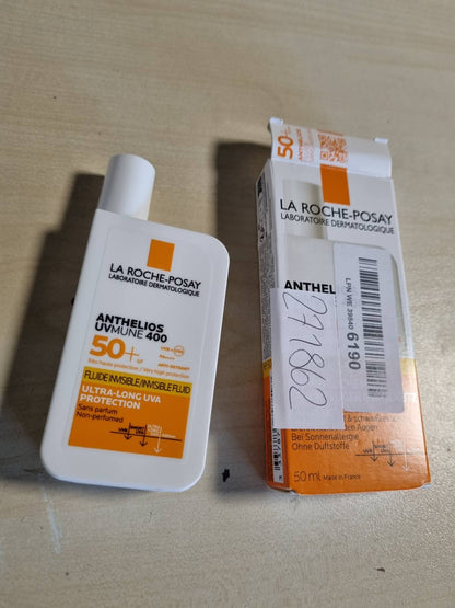 271862 - LA ROCHE-POSAY Lëng mbrojtës nga dielli për fytyrën, SPF 50+, 50 ml, për lëkurë të ndjeshme dhe alergjike, me filtër UV Mexoryl 400, Anthelios Invisible Fluid UVMune 400