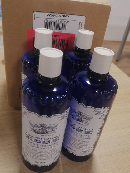 271932 - Ujë trëndafili, Tonik për fytyrën me ujë trëndafili të distiluar, 4 shishe 300 ml, formulë freskuese me veti hidratuese, tonifikuese dhe qetësuese