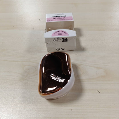 271973 - Tangle Teezer Furçë flokësh Compact Styler Detangler – Për flokë të lagur dhe të thatë – Furçë detangler për të gjitha llojet e flokëve – Ngjyrë rozë e artë e fildishtë