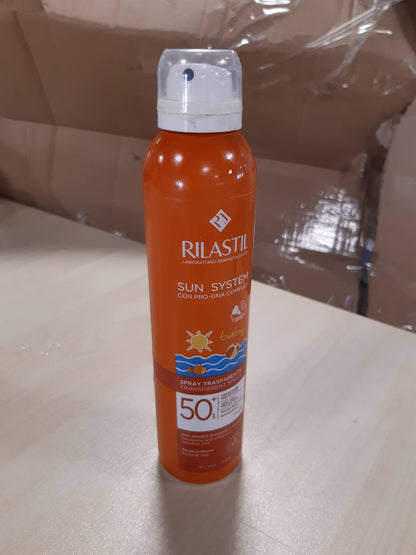 272026 - RILASTIL Sun System Baby Transparent Spray SPF50+, 200 ml, Për Lëkurë të Ndjeshme, Rezistent ndaj Ujit, Pa Parfum