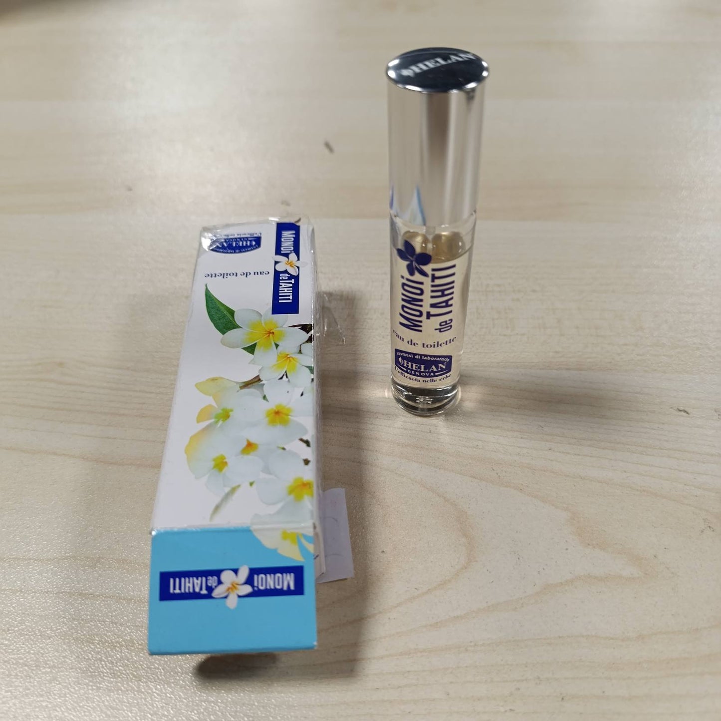 272347 - HELAN Monoi de Tahiti - Parfum për femra me aromë lulesh, 10 ml, Ujë tualeti me aromë kokosi, lule tiare, nota jasemini dhe qelibar, aromë vaniljeje të ëmbël