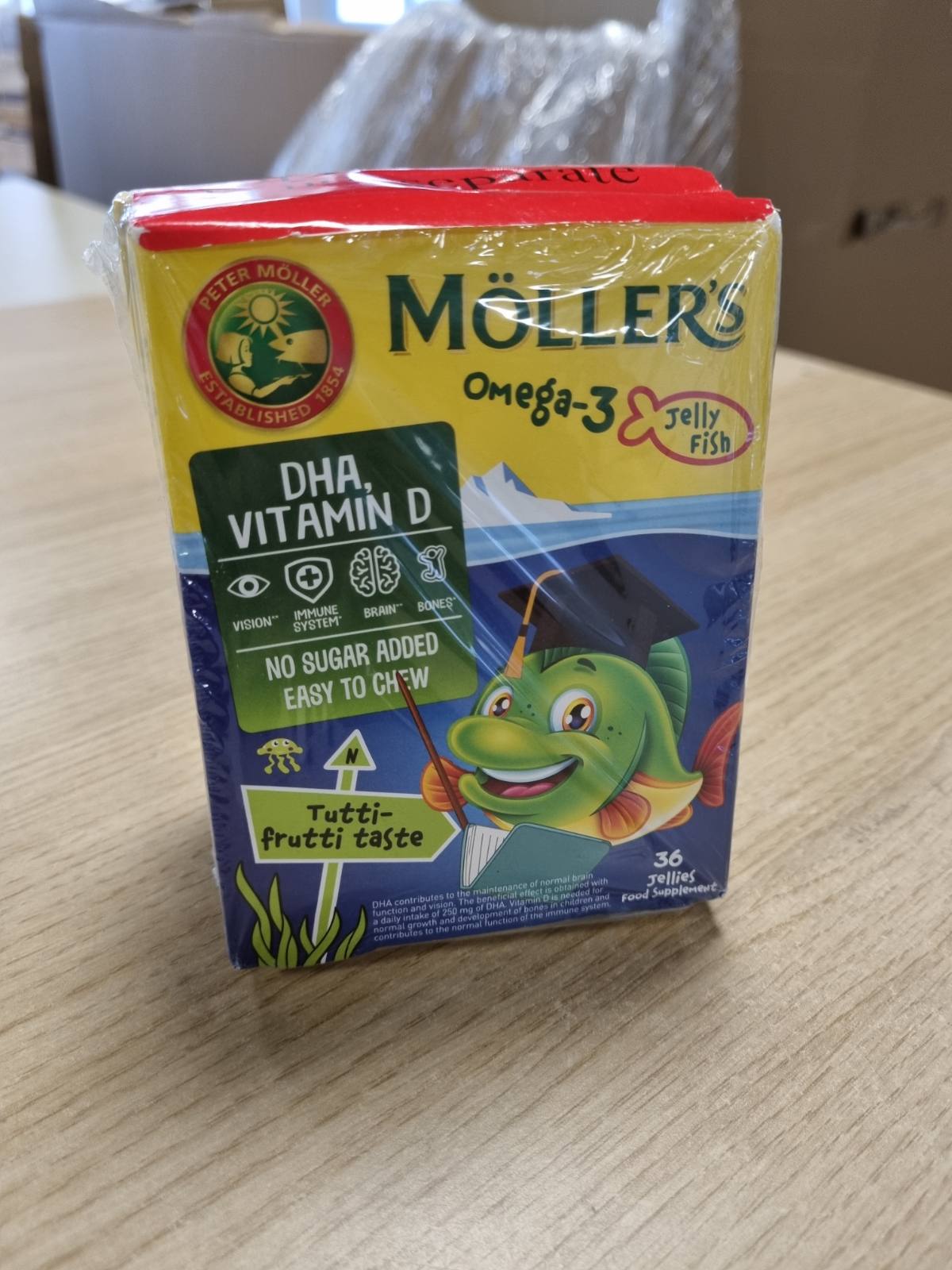 272487 - MOLLER'S® Omega 3 për Fëmijë, Vaj peshku natyral omega-3, 72 copë, Me DHA dhe EPA, Pa gluten, laktozë ose sheqer të shtuar, Shije Tutti Frutti