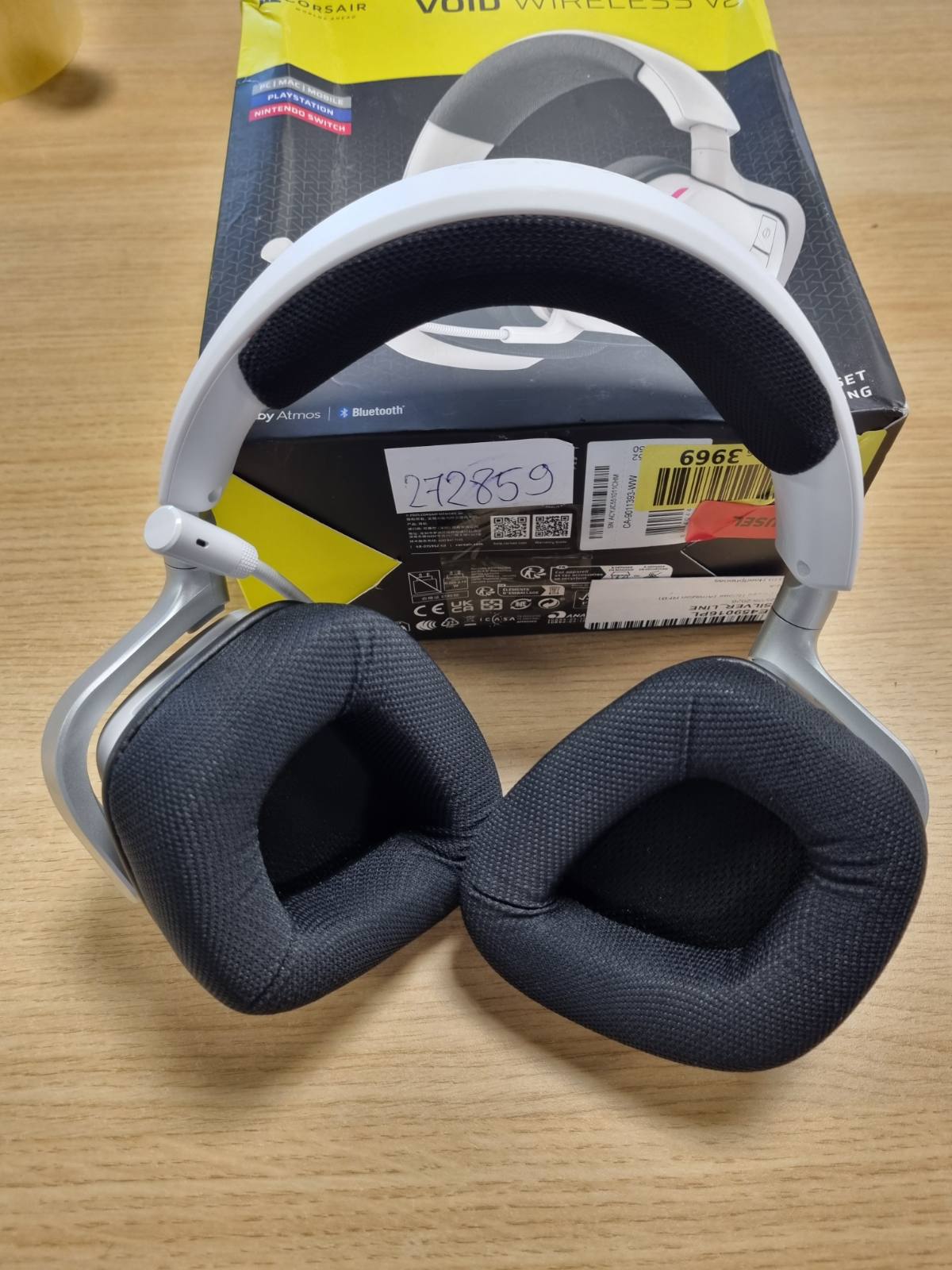272859 - CORSAIR VOID v2 Kufje për Lojëra Pa Tel me Bluetooth për PC, PS5, PS4, Switch dhe Mobile – Dolby Atmos, Jetëgjatësi e Gjatë e Baterisë, Karikim i Shpejtë – Dy Tone