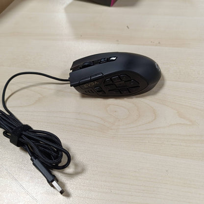 272909 - EVGA X15 MMO Maus lojërash, 8k, me tela, i zi, 16,000 DPI, 5 profile, 20 butona, ergonomik 904-W1-15BK-K3