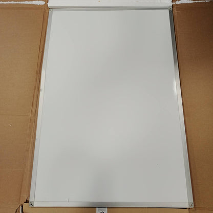 273409 - BOARDSPLUS Tabelë e Bardhë Magnetike 90 x 60 cm, Kornizë Alumini, Tabaka Stilolapsash, Fshirje të Thatë, E Rishkrueshme, E Bardhë, Argjendi