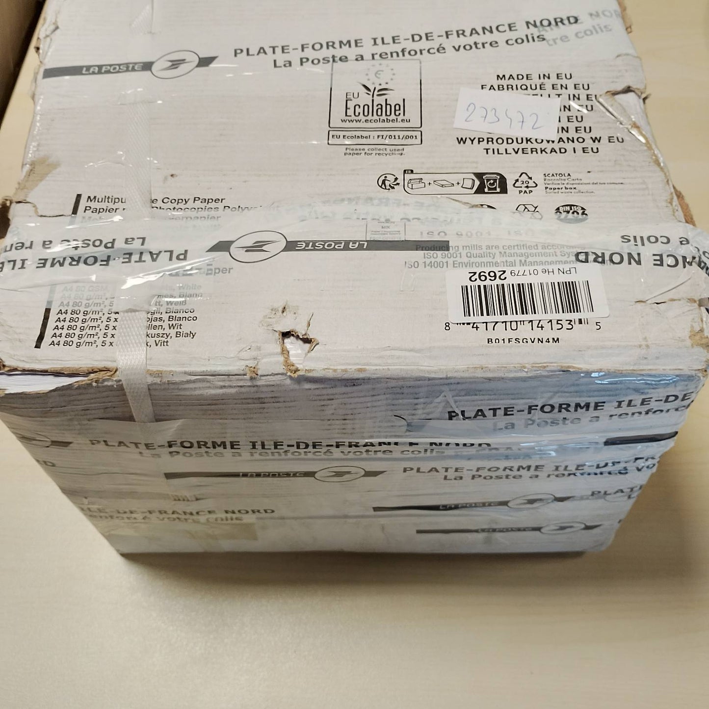 273472 - AMAZON BASICS Letër printeri DIN A4, 80 g/m², 2500 fletë, 5 pako me 500, e bardhë