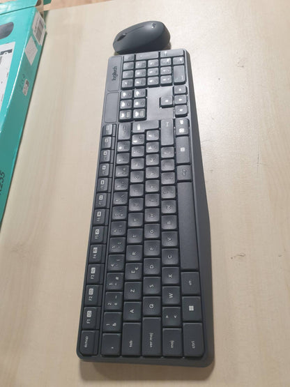 273550 - LOGITECH Kombinim tastiere dhe mausi pa tel 920-007907 MK235 për Windows, Marrës USB Unifying 2.4 GHz, Tastierë pa tel, 15 taste funksionesh, Jetëgjatësi baterie 3-vjeçare, PC/Laptop, Gri e errët