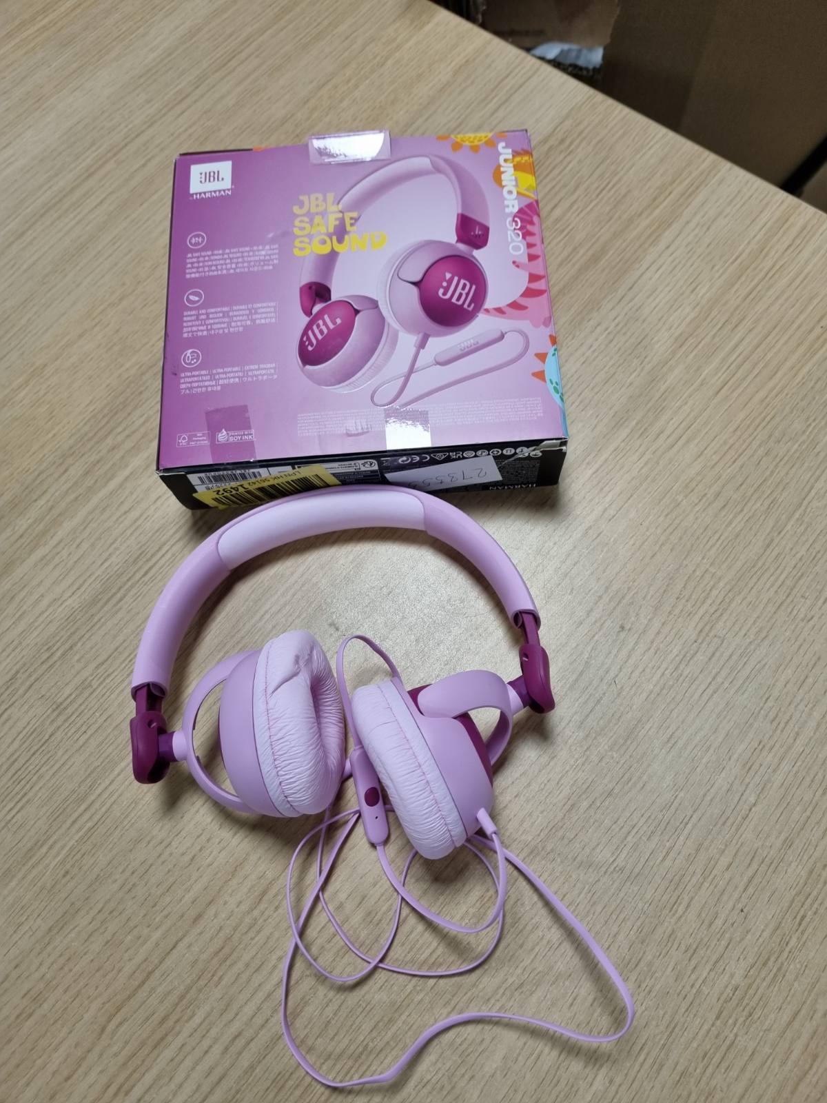 273555 - JBL JUNIOR 320, Kufje për fëmijë me mikrofon të integruar dhe me kabllo, JBL Safe Sound, volum i ulët, mbulesë të butë, afishe 12 mm, dizajn portativ, vjollcë