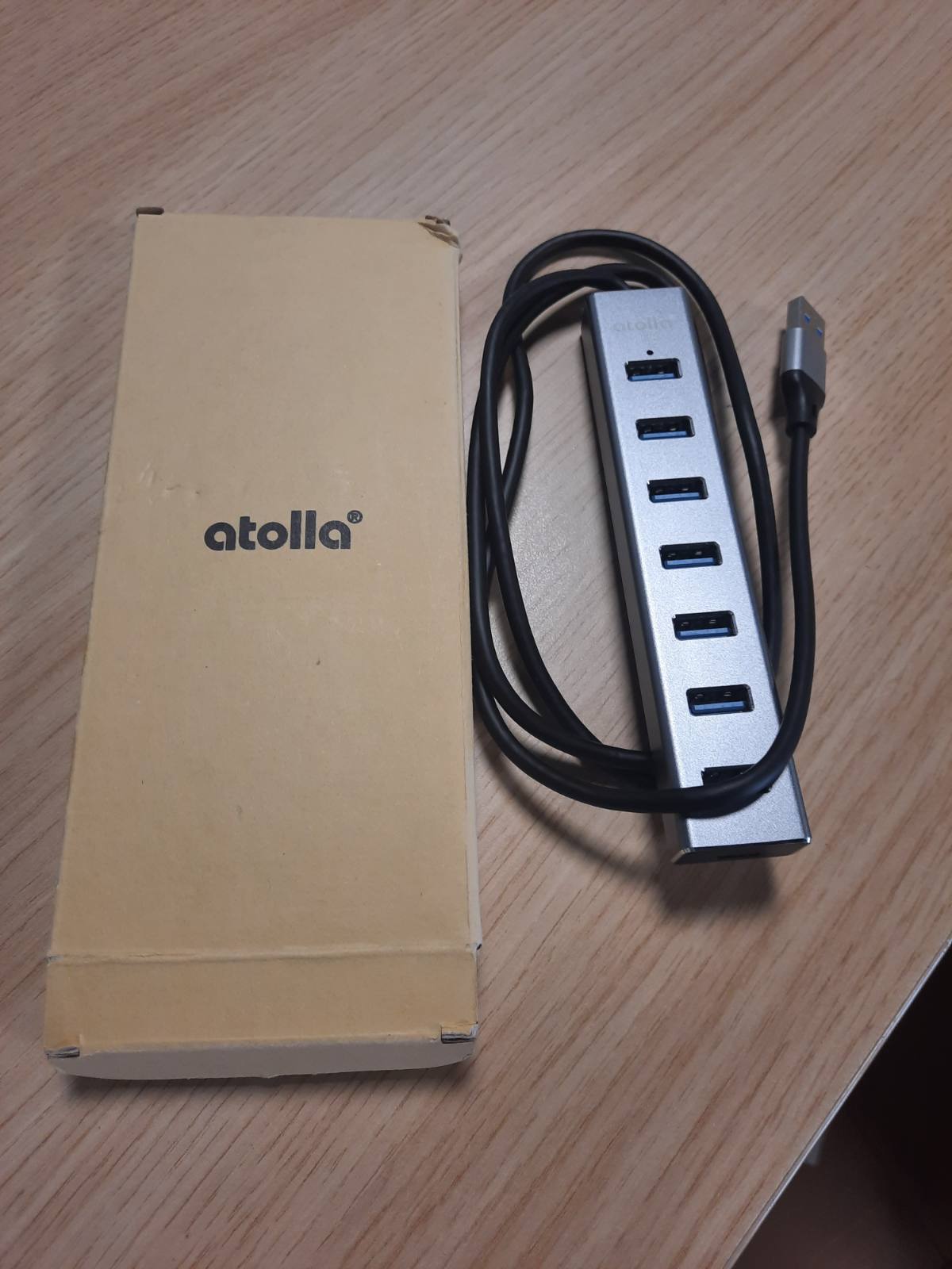 273563 - ATOLLA, Hub USB 3.0 me 7 Porta, Adaptues USB Multiport [Alumini] me Kabllo 100 cm, Të Dhëna USB 3.0 5Gbps, Port 5V/3A Type-C, për PC, Laptop, MacBook, HDD, Maus