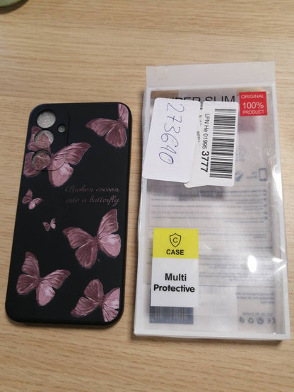 273610 - LEECG Mbulesë mbrojtëse për Samsung Galaxy A35 5G, Dizajn Kreativ, Model Lulesh, e Hollë, e Butë, Silikoni, Flutur-E Zezë
