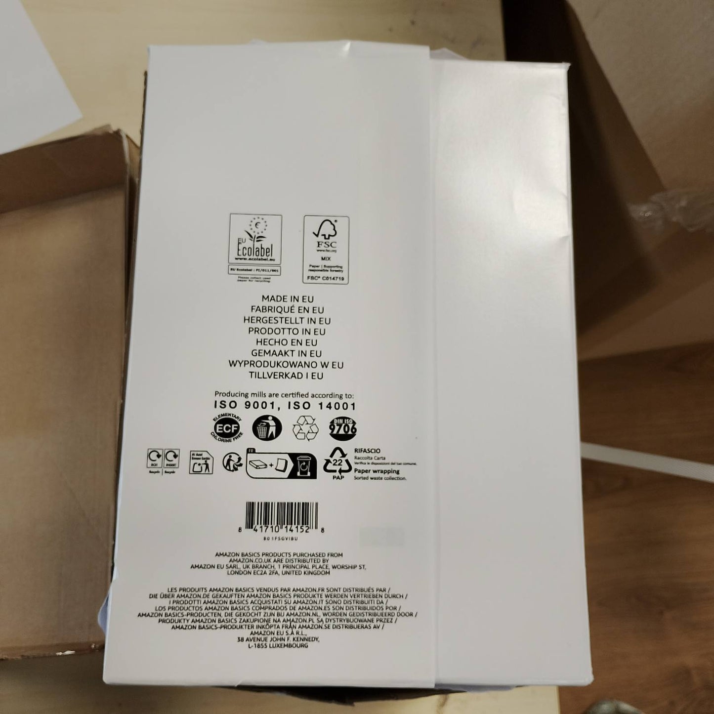 273625 - AMAZON BASICS Letër printeri, DIN A4, 80 g/m², 2500 fletë, 5 pako me 500, e bardhë