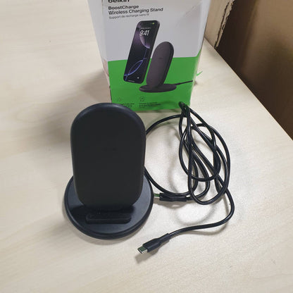 273708 - KARIKUES PA TEL BELKIN BOOSTCHARGE, ME MBULESË, AKSESOR PËR IPHONE, SAMSUNG GALAXY, PIXEL, ETJ., KABLO 1.5 M I PËRFSHIRË, I ZI
