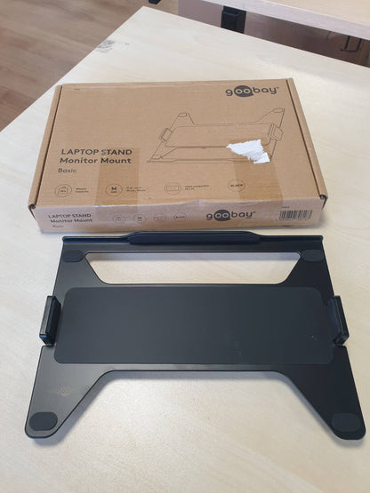 273762 - GOOBAY Mbështetëse për laptop Deluxe për monitorë nga 11.6 deri në 17.3 inç (29-44 cm), maks. 9 kg, për montim në krah monitori, VESA 75/100 mm, e zezë, 70818