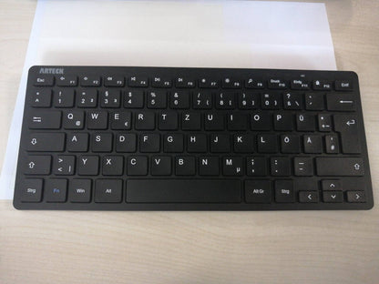 273929 - ARTECK Tastierë pa tel, QWERTZ, USB kompakte 2.4 GHz, e pajtueshme me PC, Windows 11, 10, 8, e zezë