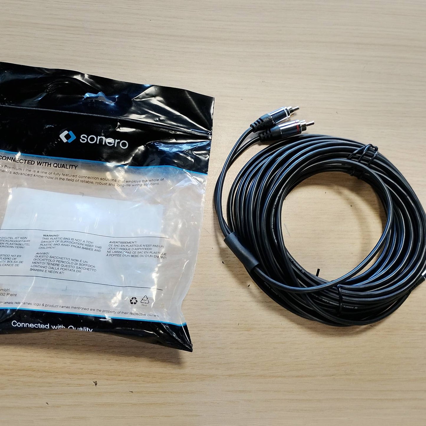 273981 - SONERO® Kabllo RCA Premium 10m, 2x Kabllo RCA në 3.5mm Jack, kabllo audio, sistem Hi-Fi, AUX, e zezë