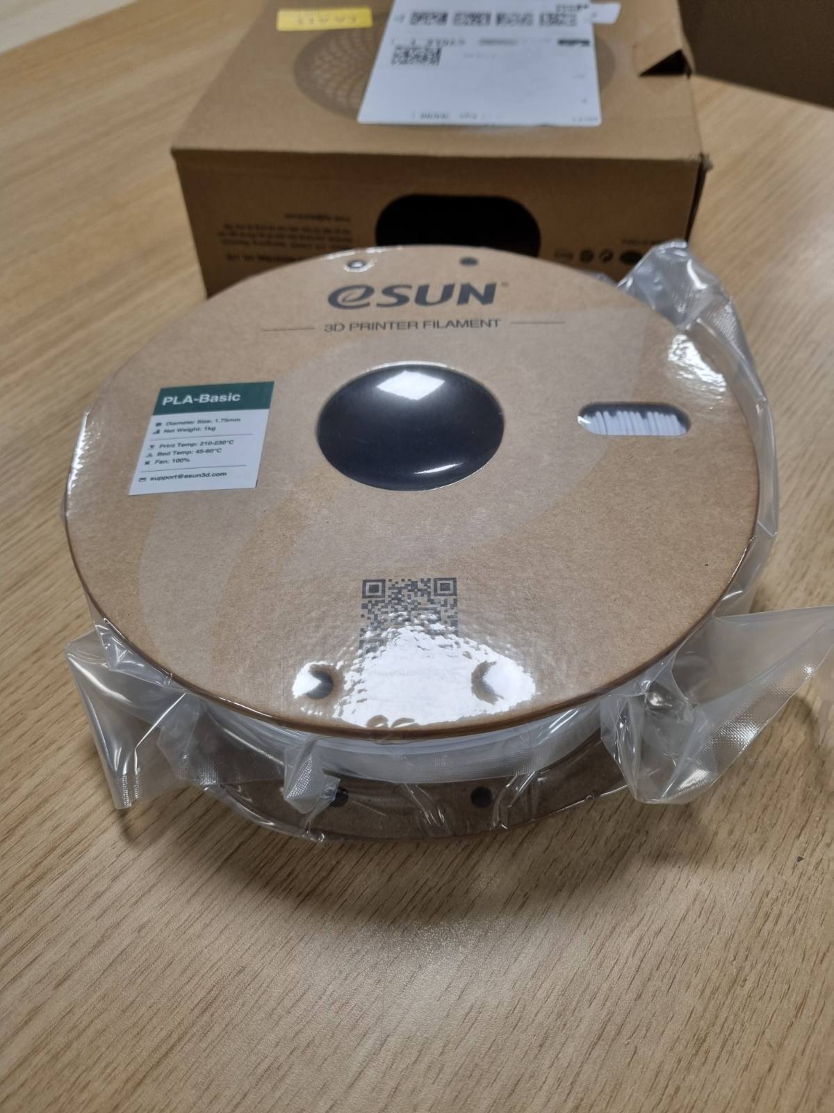 274051 - eSUN Filament PLA 1.75 mm, saktësi dimensionale +/- 0.05 mm, 1KG (2.2 LBS) Filament PLA i shpejtë me bobinë për printera 3D, i bardhë i ftohtë