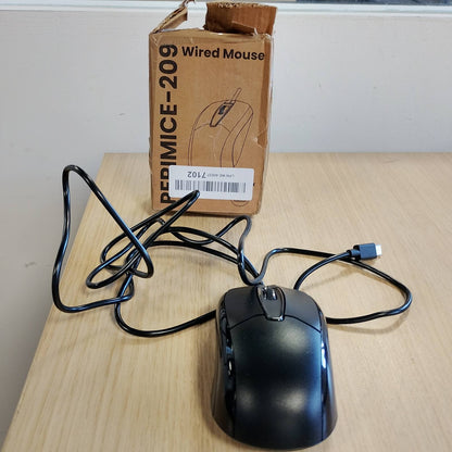 274056 - PERIXX Maus me kabllo USB-C PERIMICE-209C, rrotë lëvizëse, i përshtatshëm për dorën e majtë dhe të djathtë, për PC desktop dhe laptopë, i zi