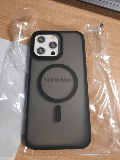 274296 - NEW'C Mbështjellëse magnetike për iPhone 14 Pro Max (6.7 inç), e pajtueshme me MagSafe, rezistente ndaj goditjeve, mbrojtje ushtarake, mat transparente, e zezë