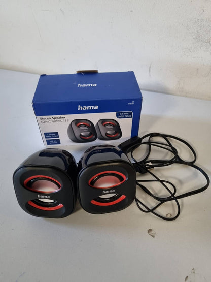 274332 - HAMA Altoparlantë Hama për PC Sonic Mobil 183, USB 3.0, prizë 3.5 mm, 3 W, Altoparlantë Aktivë për Kompjuter, Laptop, Notebook, Smartphone, Tablet, E Zezë/E Kuqe