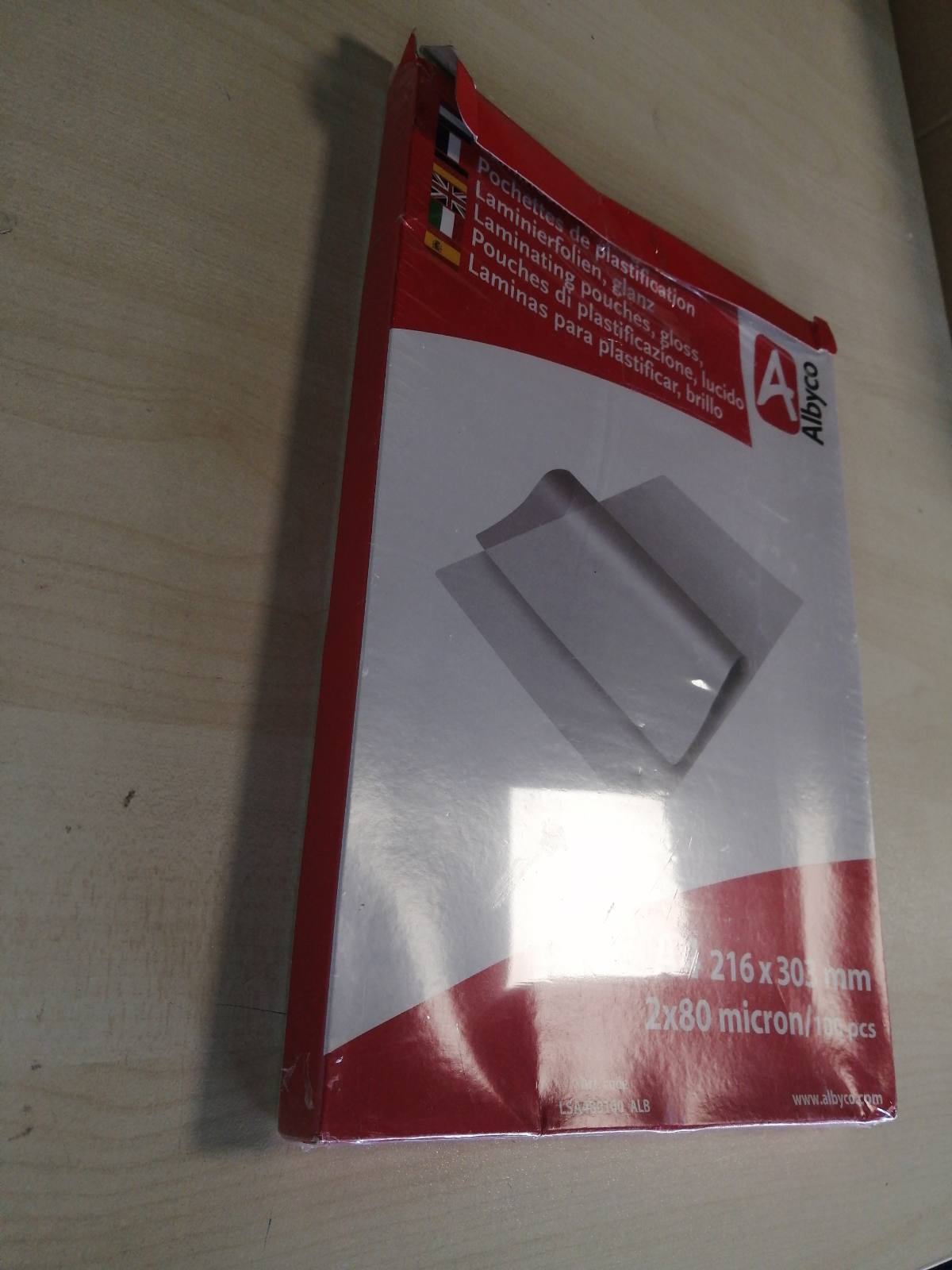 274405 - QSESE LAMINIMI ALBYCO A4 (216x303mm) - trashësi 2x80 (160) mikron, me shkëlqim - pako me 100 copë - fletë plastike - fletë laminimi A4