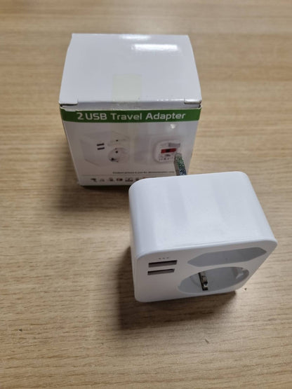 274413 - HOPPAC Adaptues, anglisht në frëngjisht, dy porta USB 2.4A, nga Franca në Mbretërinë e Bashkuar, priza evropiane dhe Schuko, Tipi G