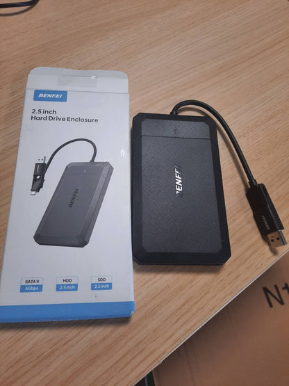 274620 - BENFEI Kuti e Jashtme për Disqe të Forta 2.5", USB 3.2 Gen 1 5Gbps për HDD dhe SSD SATA 2.5" dhe 7/9.5mm, USB-C/A 2-në-1, UASP & Trim