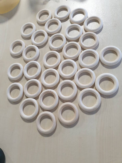 274648 - 40 copë unaza prej druri natyral, unaza dhëmbësh, 55 mm