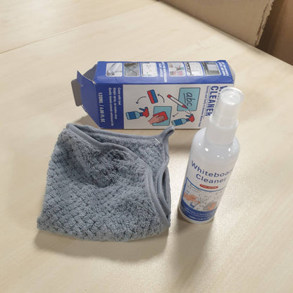 274734 - Sprej pastrimi për tabela të bardha 120 ml, me pecetë, heq në mënyrë efektive mbetjet e shënuesve të thatë, ideal për shkolla, zyra, klasa dhe sipërfaqe të lëmuara
