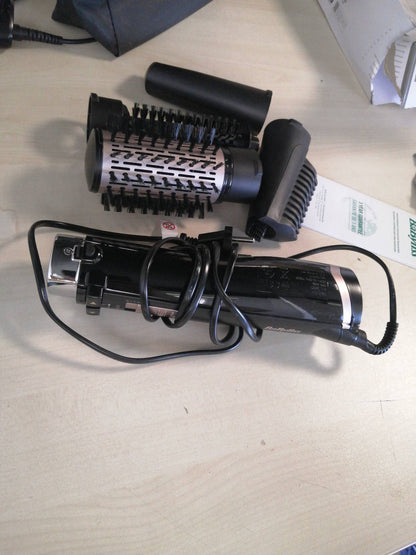 274938 - BABYLISS Dry, Straighten and Style, Furçë Rrotulluese me Ajër të Nxehtë, Stilues Flokësh Jonik 1000W, 4 Shtojca, i Zi, AS200E