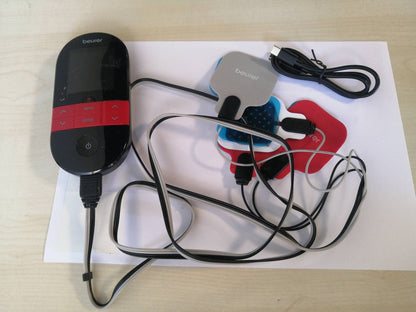 274974 - BEURER Pajisja dixhitale TENS/EMS EM 59 Heat, 4-në-1, për terapi dhimbjeje, stimulim muskujsh, masazh dhe terapi me nxehtësi, përfshin 4 elektroda dhe bateri