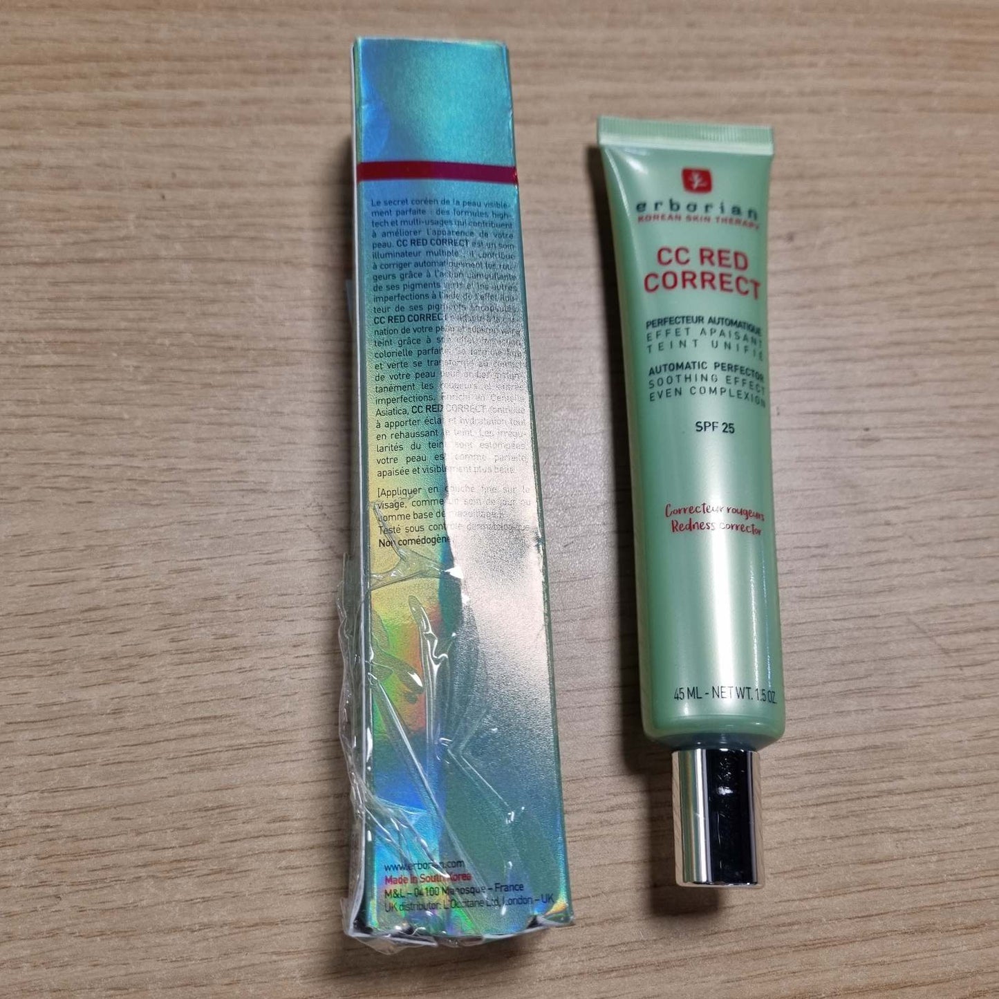 275093 - ERBORIAN CC Red Correct - Krem kundër skuqjes me Centella Asiatica, SPF 25, 45 ml