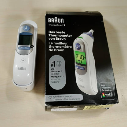 275135 - BRAUN Termometër Veshi ThermoScan 7 BRAIRT6520 | Teknologji Precizionit Age | Ekran Dixhital me Kodim Ngjyrash | Miqësor për Foshnje dhe Fëmijë të Vegjël