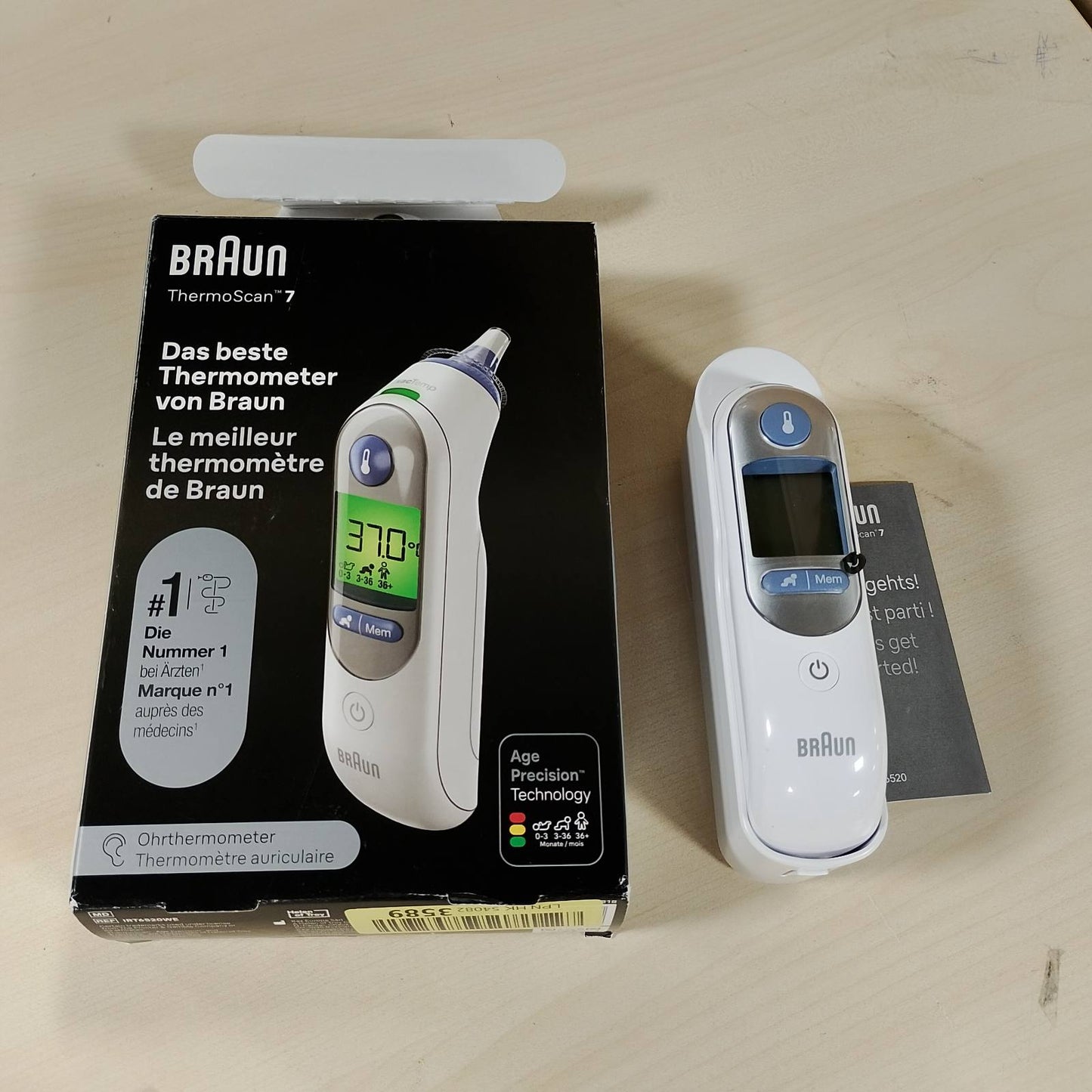 275137 - BRAUN Termometër Veshi ThermoScan 7 BRAIRT6520 | Teknologji Precizionit Age | Ekran Dixhital me Kodim Ngjyrash | Miqësor për Foshnje dhe Fëmijë të Vegjël