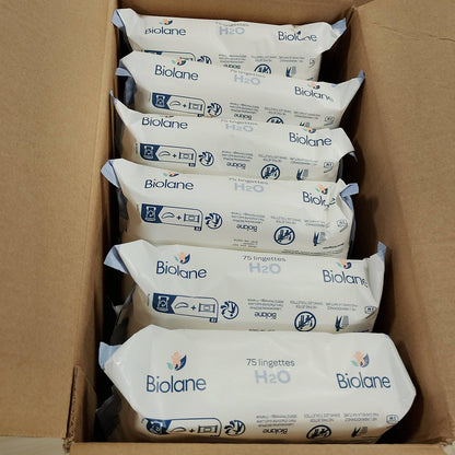 275176 - BIOLANE Peceta me ujë për foshnje, 900 peceta, Pako me 12 x 75 peceta, pastrim i butë dhe efektiv, nuk kërkon shpëlarje, për përdorim që nga lindja
