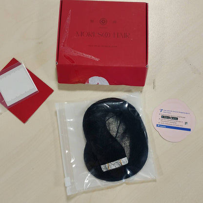 275273 - MORESOO Zgjatje flokësh me shirit ngjitës #1, Ngjitës i zi i padukshëm për flokë njerëzorë, 50g, 20 copë, 45cm