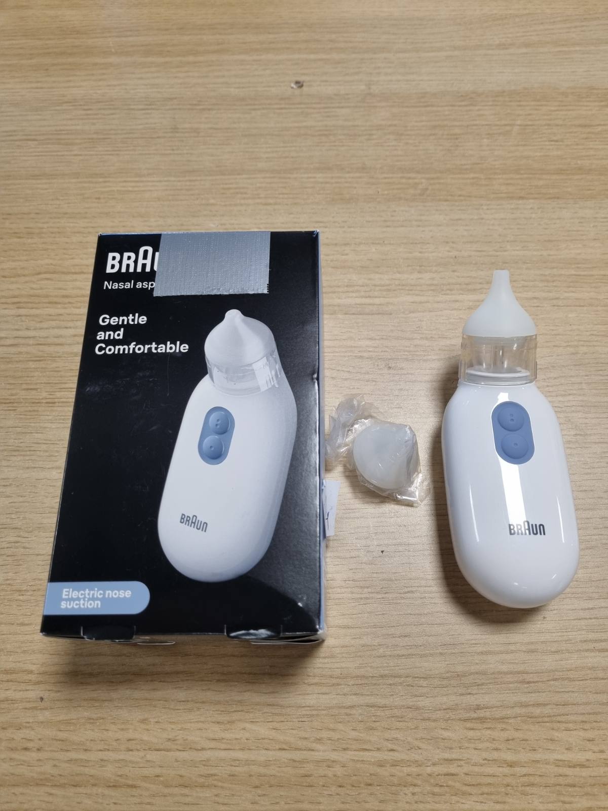275374 - BRAUN Aspirator Nazal BNA100 | Dekongjestant për Mukusin | Thithje Elektrike | 2 Nivele Thithjeje | 2 Madhësi Maje | I përshtatshëm për të Porsalindur, Foshnje dhe Fëmijë | I sigurt për lavastovilje