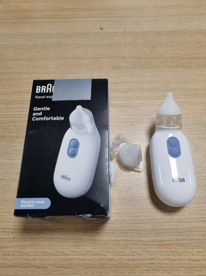275374 - BRAUN Aspirator Nazal BNA100 | Dekongjestant për Mukusin | Thithje Elektrike | 2 Nivele Thithjeje | 2 Madhësi Maje | I përshtatshëm për të Porsalindur, Foshnje dhe Fëmijë | I sigurt për lavastovilje