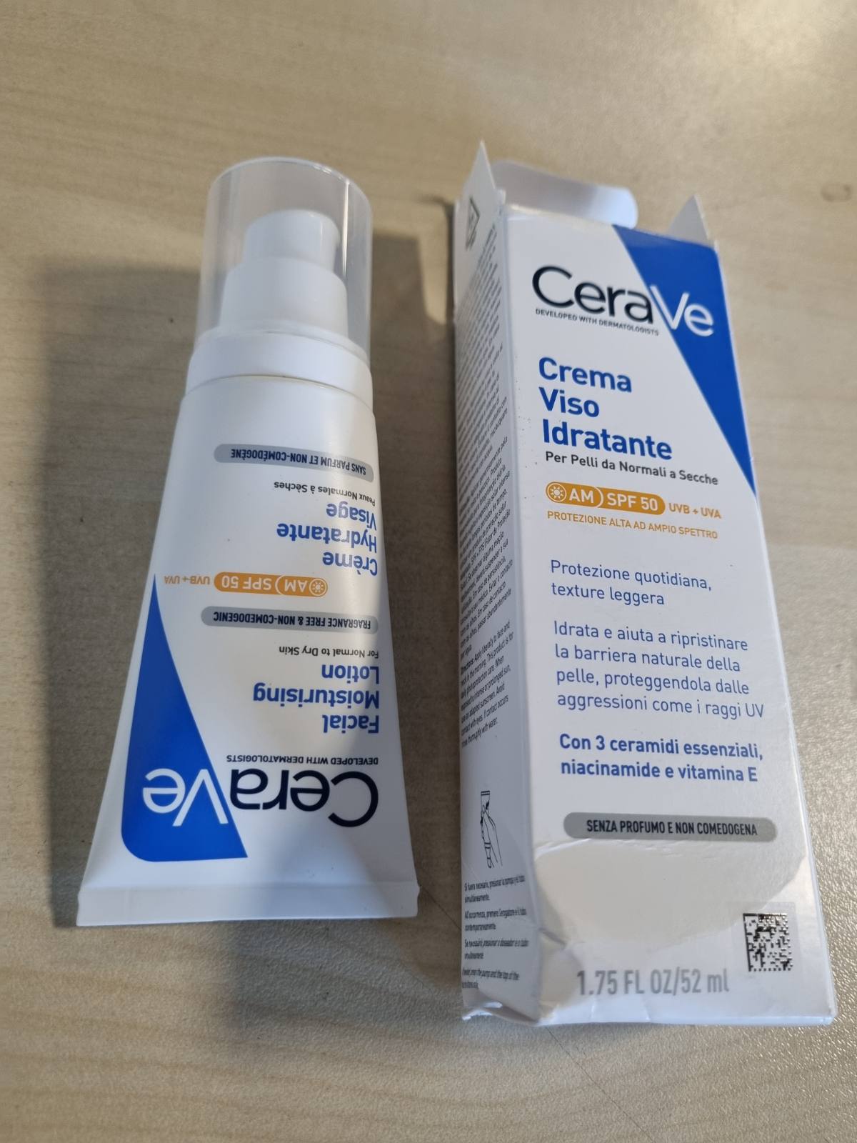 275424 - KREM HIDRATUES PËR FYTYRËN CERAVE ME SPF 50, 52 ml, me 3 ceramide thelbësore, niacinamidë dhe vitaminë E