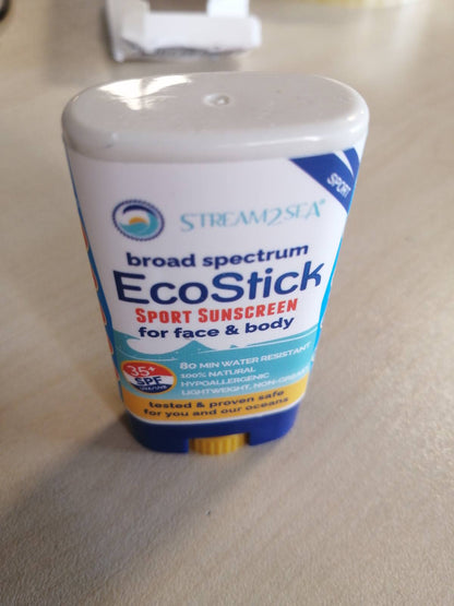 275507 - STREAM 2 SEA Krem dielli mineral EcoStick SPF 35 - Krem dielli në shkopinj, rezistent ndaj djersës dhe ujit, biodegradues dhe i sigurt për shkëmbinjtë nënujorë