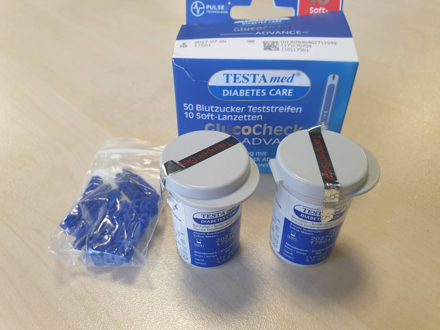 275582 - TESTAMED Shirita testimi të glukozës në gjak GlucoCheck Advance plus lanceta të buta, 60 copë