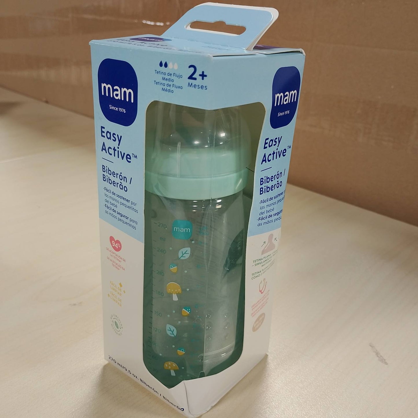 275631 - MAM Shishe për foshnje, 2-4 muajsh, 270 ml, thithkë silikoni mesatare, pako me 1 copë